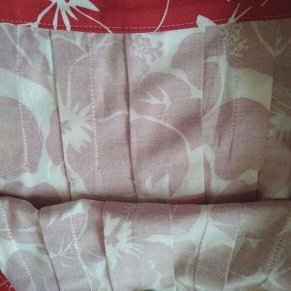 Talbots Petites Red and White Tropical Hibiscus Floral Print Above Knee Skirt - Picture 5 of 14